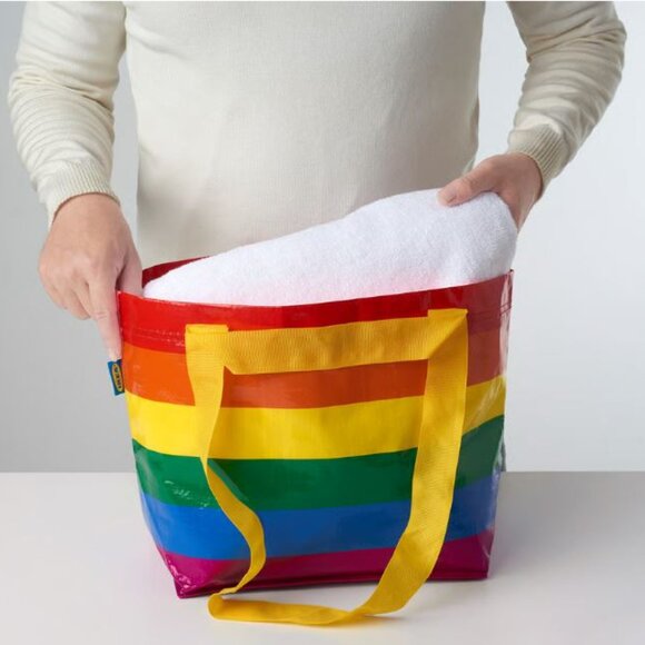 IKEA set of 2 rainbow small STORSTOMMA tote bags NWT - Picture 2 of 5
